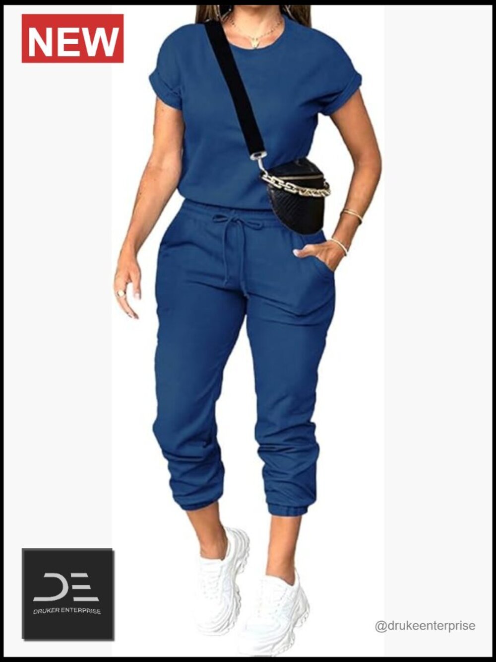 Active 2 Piece Tracksuit Set Jogger Pants with Pockets Stretchy Polyester